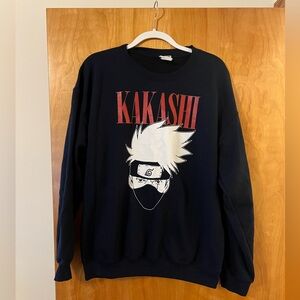 Ripple Junction Naruto Shippuden Kakashi Logo Adult Sweatshirt Navy Blue Large